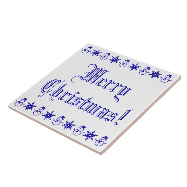 Frohe Weihnachten Blue Snowman Snowflake Muster Fliese (Seite)