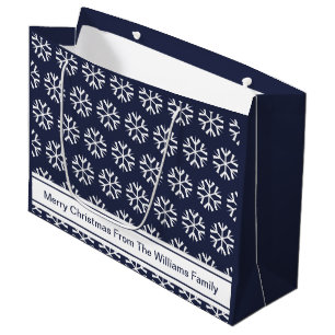 Frohe Weihnachten Blue White Snowflakes Familienna Große Geschenktüte