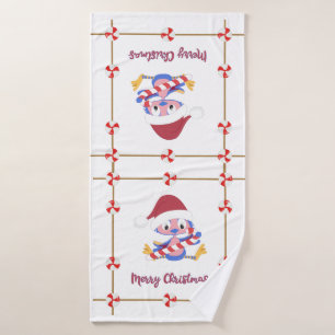 Frohe Weihnachten BlueBird Candy Frame Urlaub Badehandtuch