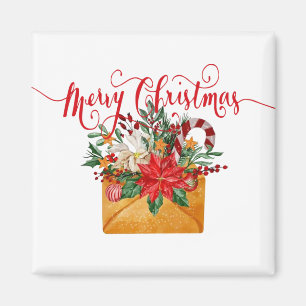 Frohe Weihnachten Blumenumschlag Magnet