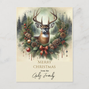 Frohe Weihnachten Bockhirsch-Feiertag Postkarte