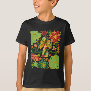 Frohe Weihnachten Boho Blume Kreuz Christliche Fra T-Shirt