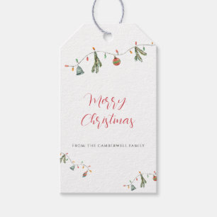 Frohe Weihnachten Boho Botanische Rustikale Famili Geschenkanhänger