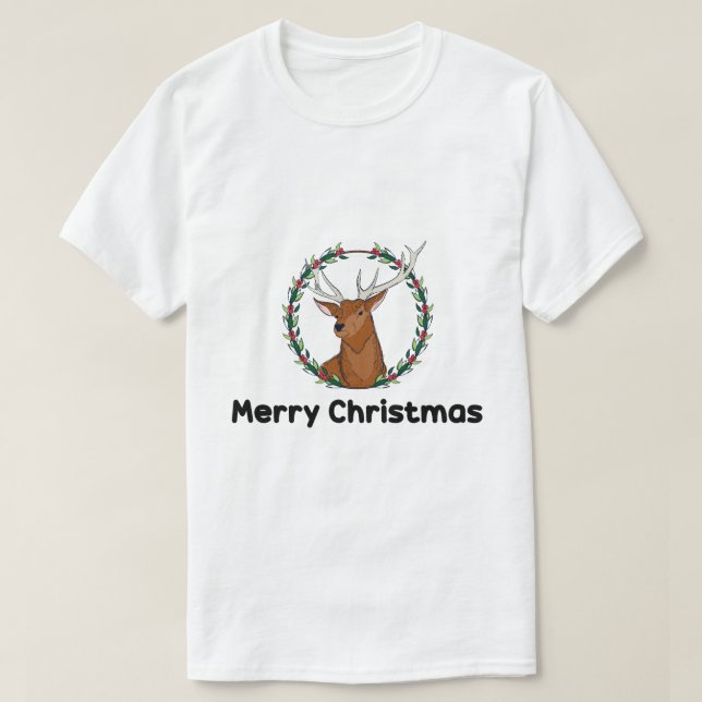 Frohe Weihnachten & Boho Deer Saison T-Shirt (Design vorne)