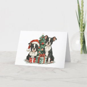 Frohe Weihnachten Boston Terrier Dogs
