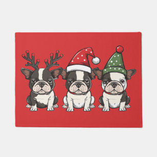 Frohe Weihnachten Boston Terrier Dogs Fußmatte