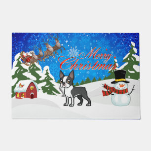 Frohe Weihnachten Boston Terrier Fußmatte