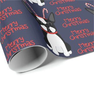 Frohe Weihnachten! Boston Terrier Wrapping Paper Geschenkpapier