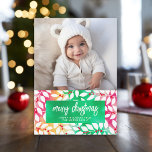 Frohe Weihnachten Botanische Gefärbte Krawatte Che<br><div class="desc">Fügen Sie ein familiäres Foto zu dieser hellen und fröhlichen gefärbte Krawatte botanischen nicht-traditionellen Design. Dieses kann für jeden Weihnachtsgrüßen verwendet werden - glückliche Feiertage, Jahresgrüße und mehr. Auf der Vorderseite befindet sich ein Foto mit einem angesagten Script-Schriftart. Die Rückseite ist mit einem modernen botanischen Muster versehen, das sich über...</div>