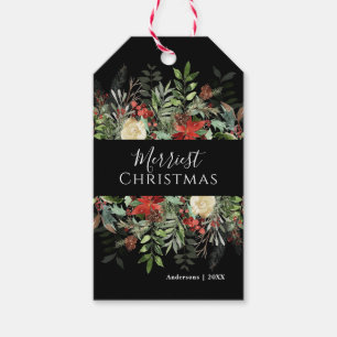 Frohe Weihnachten Botanische Rustikale Geschenke Geschenkanhänger
