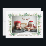 Frohe Weihnachten. Botanisches Aquarell Feiertagskarte<br><div class="desc">Wasserfarbene Grüne botanische Karte "Frohe Weihnachten".</div>