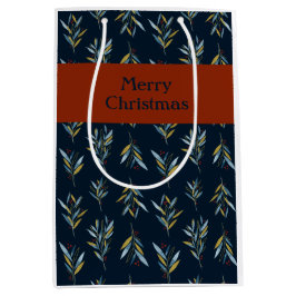 Frohe Weihnachten Botany Bouquets Pattern Geschenk Mittlere Geschenktüte