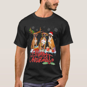 Frohe Weihnachten Boxer Dog Santa Reindeer Light X T-Shirt