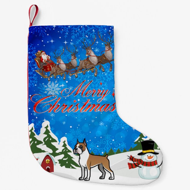 Frohe Weihnachten Boxer Kleiner Weihnachtsstrumpf (Vorderseite)