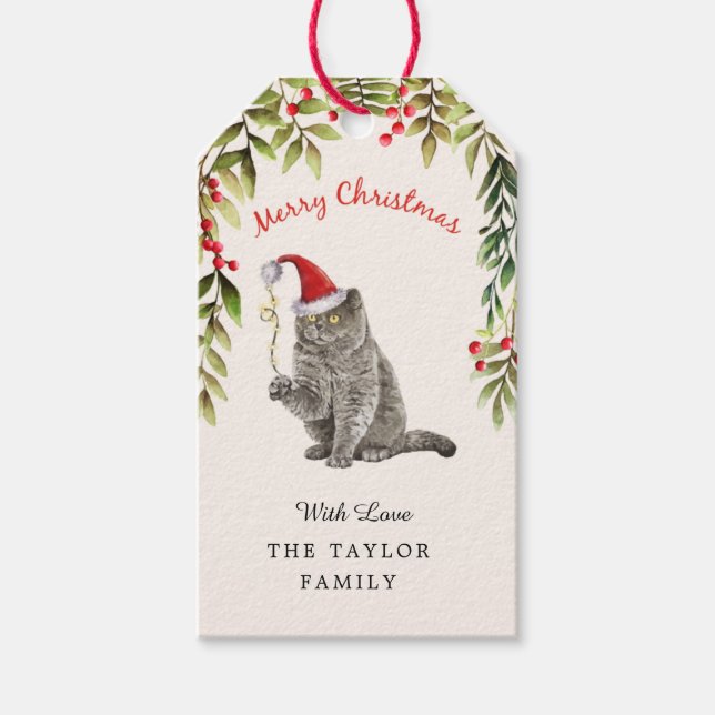 Frohe Weihnachten British Shorthair Cat Lovers Geschenkanhänger (Vorderseite)
