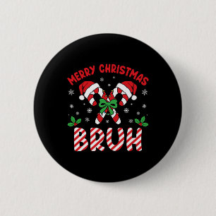 Frohe Weihnachten Bruh Candy Cane Liebe Xmas Light Button