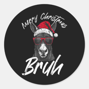 Frohe Weihnachten Bruh Funny Dominick The Donkey X Runder Aufkleber