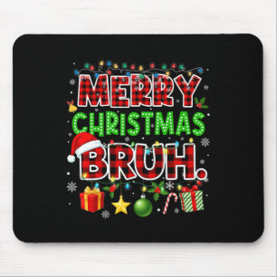 Frohe Weihnachten Bruh Funny Red Kariert Teens Boy Mousepad
