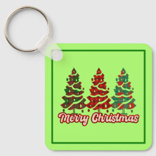 Frohe Weihnachten Buffalo Kariert Bäume Design-420 Schlüsselanhänger
