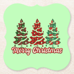Frohe Weihnachten Buffalo Karierte Bäume Design-42 Untersetzer