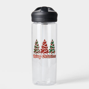 Frohe Weihnachten - Buffalo Karierte Bäume Design Trinkflasche