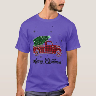 Frohe Weihnachten Buffalo Truck Tree Rot Kariert F T-Shirt