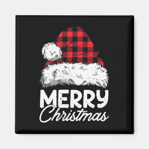 Frohe Weihnachten Büffel Kariert Roter Weihnachtsm Magnet