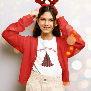 Frohe Weihnachten Büffel-Karo-Muster T-Shirt