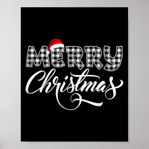 Frohe Weihnachten Büffel schwarz-weiß kariert für Poster