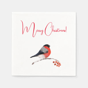 Frohe Weihnachten, Bullfinch im Winter Serviette