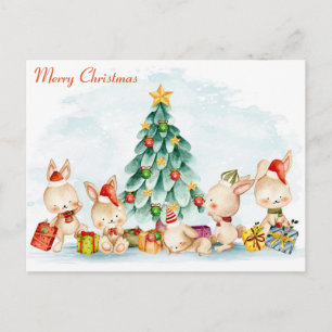 Frohe Weihnachten Bunnies Postcard Postkarte