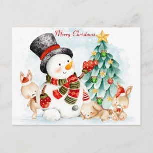 Frohe Weihnachten Bunnies Postcard Postkarte