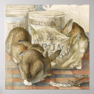 Frohe Weihnachten Bunny Rabbits Poster