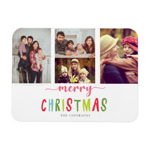 Frohe Weihnachten Bunt 4 Foto-Kollage Cute Magnet