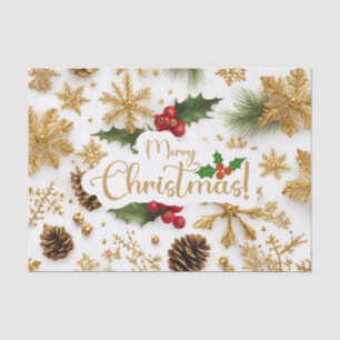 Frohe Weihnachten Bunte Beeren, Goldene Schneefloc Seidenpapier