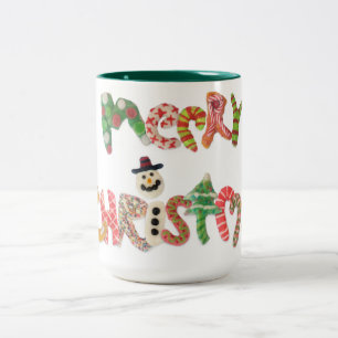 Frohe Weihnachten bunte Typografie lustiges Rentie Zweifarbige Tasse
