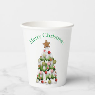 Frohe Weihnachten bunter Schnee Weihnachtsbaum Pappbecher