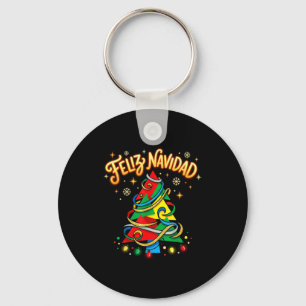 Frohe Weihnachten Bunter Spanischer Weihnachtsbaum Schlüsselanhänger