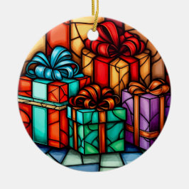 Frohe Weihnachten Buntglasstil Keramik Ornament