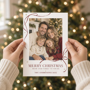 Frohe Weihnachten Burgunder-Schleifenband Familien