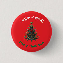 Frohe Weihnachten Button - Joyeux Noel