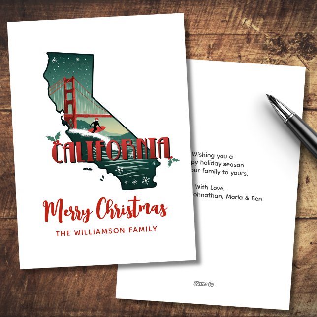 Frohe Weihnachten - California Staat Holiday Card (Personalize with Family name, and message.  Matching items in the collection)