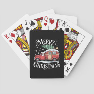 Frohe Weihnachten Camping Süßer Weihnachtsmann LKW Spielkarten