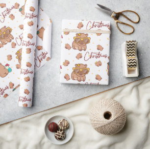 Frohe Weihnachten Capybara Geschenkpapier