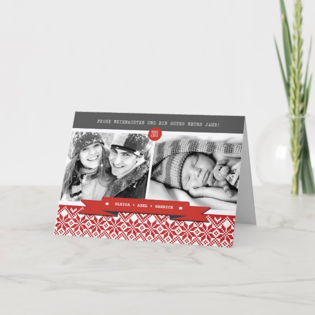 Frohe Weihnachten. Carte photo de Noël allemande (Devant)