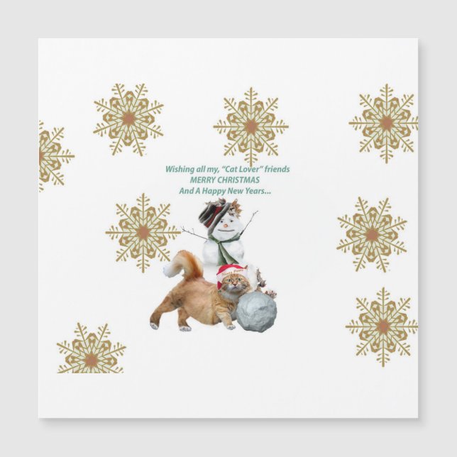 Frohe Weihnachten Cat Lovers Magnetkarte (Vorderseite)