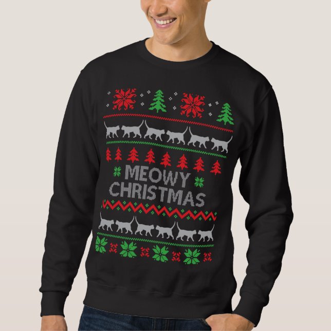Frohe Weihnachten (Cat-Stil) Sweatshirt (Vorderseite)