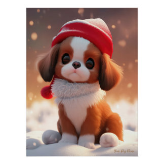 Frohe Weihnachten, Cavalier King Charles Spaniel D Poster