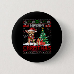 Frohe Weihnachten Chihuahua Dog Lover Familie Ugly Button