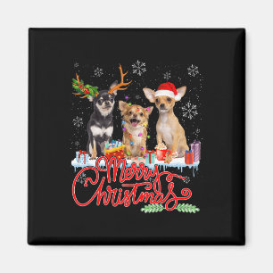 Frohe Weihnachten Chihuahua Dogs Santa Reindeer Li Magnet